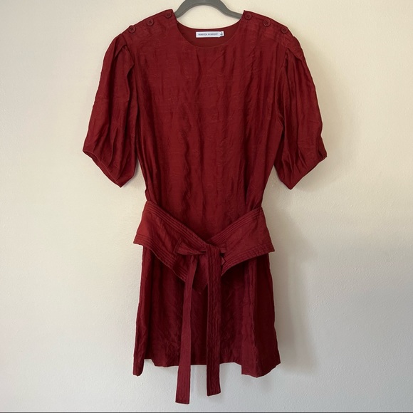 Rebecca Minkoff Belted Mini Dress brick color - Picture 3 of 7